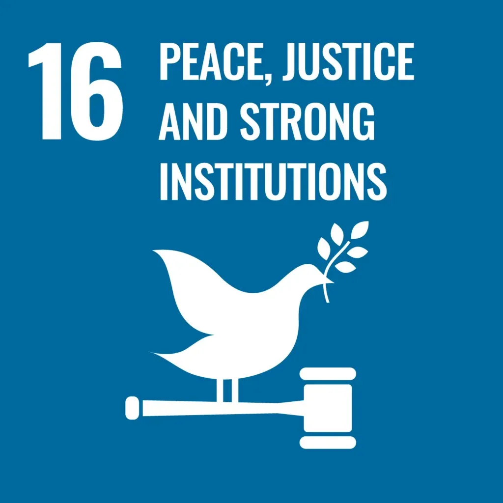 UN SDG 16 - Peasce, Justice and Strong Instututions Icon of the UN SDG 16 - Peasce, Justice and Strong Instututions
