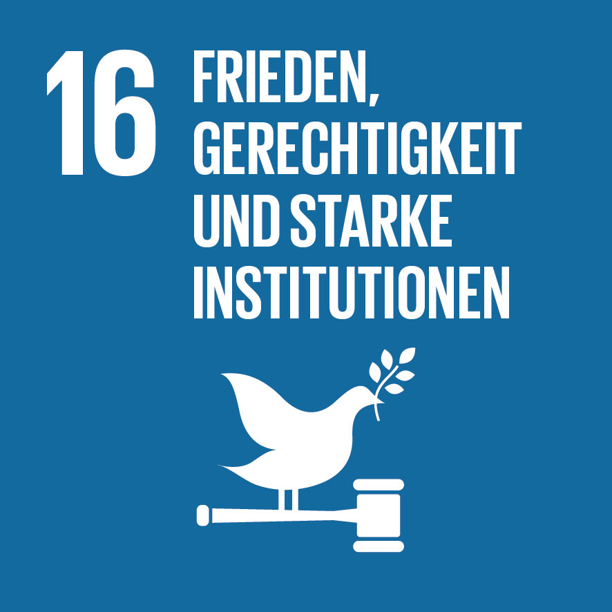 UN SDG-icon-Frieden, Gerechtigkeit und starke Institutionen